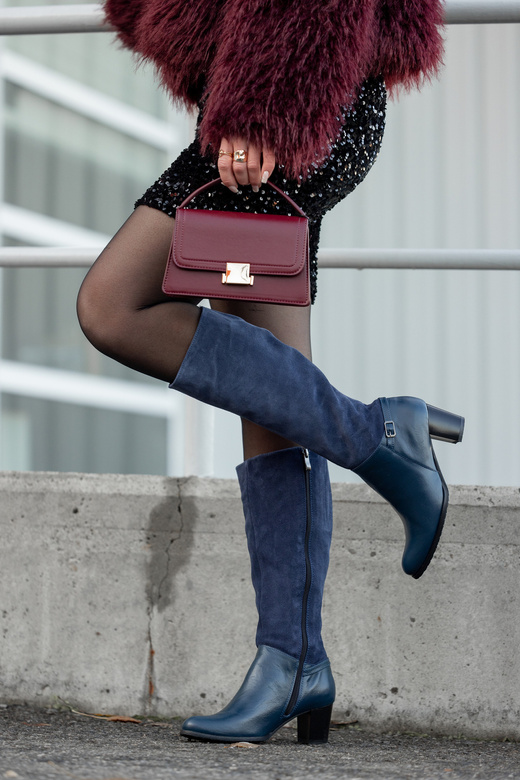 Obuv Dámské kozačky z přírodní kůže 101 navy blue ElitaBut