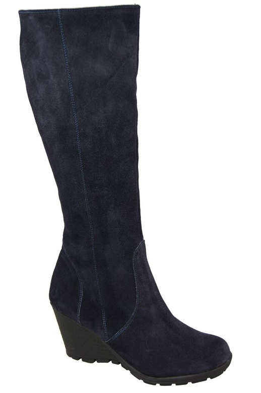 Dámské kozačky Koturna navy blue přírodní kůže velur 745 ElitaBut