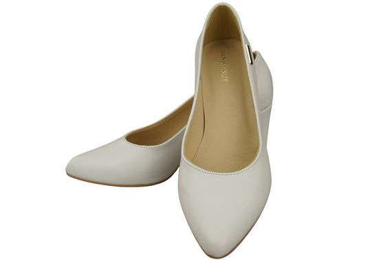 Klasické hladké boty Dámské lodičky bílé z přírodní kůže 213 ElitaBut