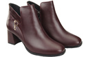 Dámské kotníkové boty ElitaBut 226 Maroon z pravé kůže, zateplené, hranatá špička, široký podpatek (blok)