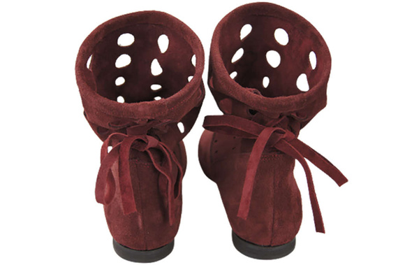 Obuv Dámské kozačky z přírodní kůže Velour Maroon 160 ElitaBut