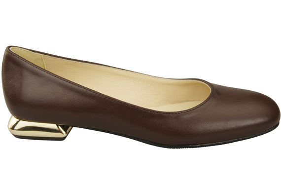 Ploché dámské boty Obuv s čokoládovým ozdobným podpatkem Přírodní kůže 209 ElitaBut