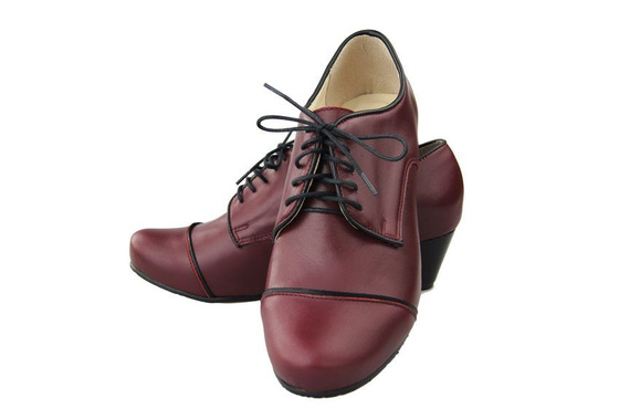 Dámská obuv šněrovací přírodní kůže Maroon 956 ElitaBut