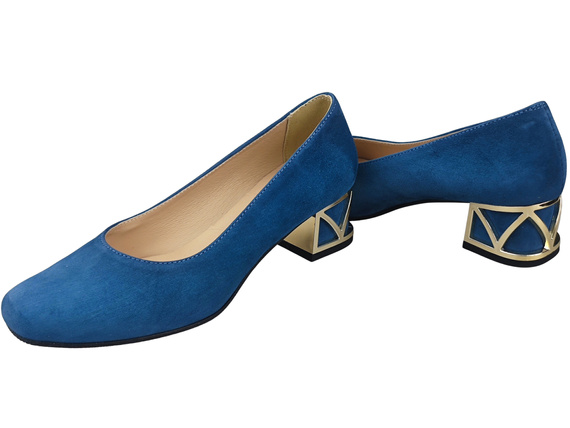 Pohodlné dámské boty Modrá Barva lodičky s ozdobným podpatkem Přírodní semišová kůže 219 Od ElitaBut