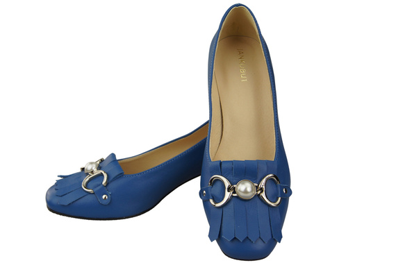 Dámská obuv Dámské lodičky se střapcem Modrá přírodní kůže 195 ElitaBut