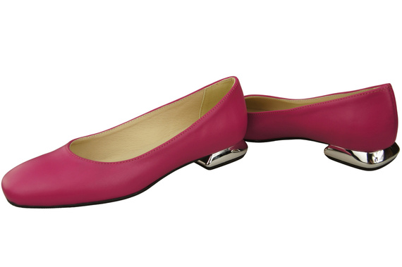 Ploché dámské boty Fialové lodičky Ozdobný podpatek Přírodní kůže 209 ElitaBut