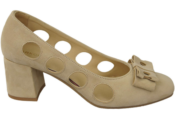 Dámská obuv Béžové lodičky z přírodní kůže a semiše 182 ElitaBut