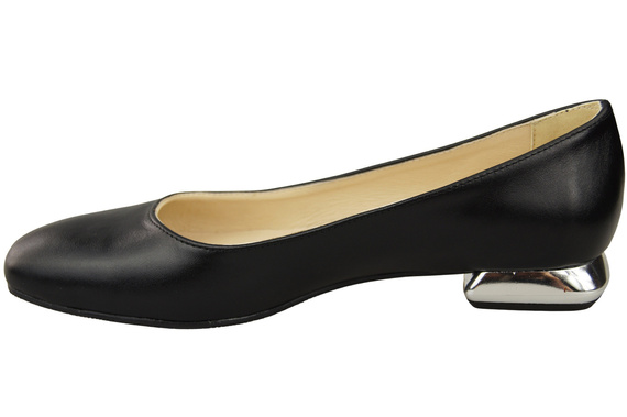 Plochá dámská obuv Černý ozdobný podpatek Přírodní kůže 209 ElitaBut