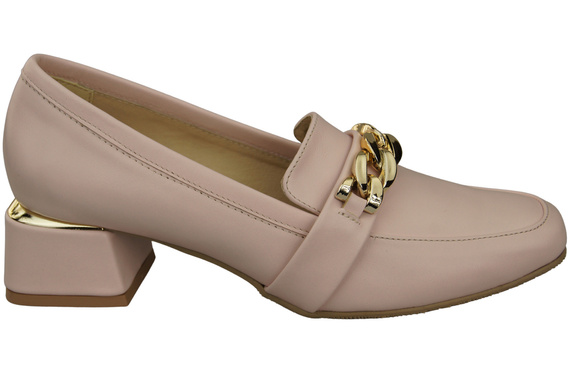 Dámská obuv Powder Pink s ozdobným řetízkem Dámské mokasíny Přírodní kůže 193 ElitaBut