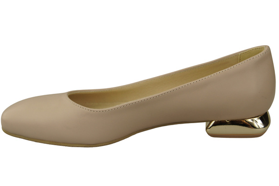 Ploché dámské boty Boty Cappuccino Světlý ozdobný podpatek Přírodní kůže 209 ElitaBut