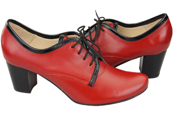 Dámská obuv Šněrovací boty z přírodní kůže Red 758 ElitaBut