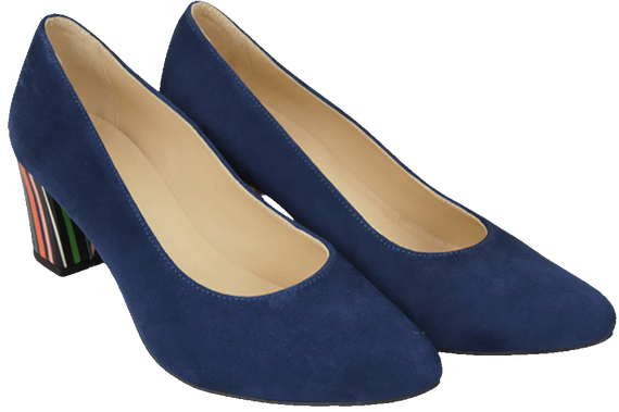 Dámská obuv Navy Blue Suede Leather Decorative Heel 158 With ElitaBut