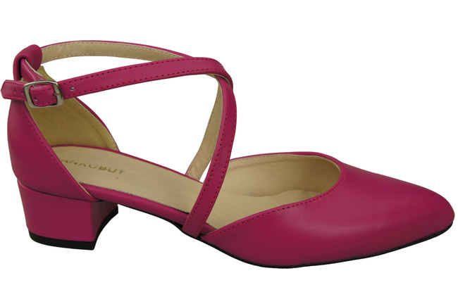 Dámské Sandály Kožené Purpurový s Pásky na Nízkém Podpatku 223 ElitaBut