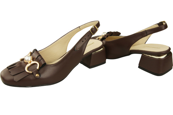 Dámská obuv Čokoládové sandály zdobené třásněmi Přírodní kůže 208 ElitaBut