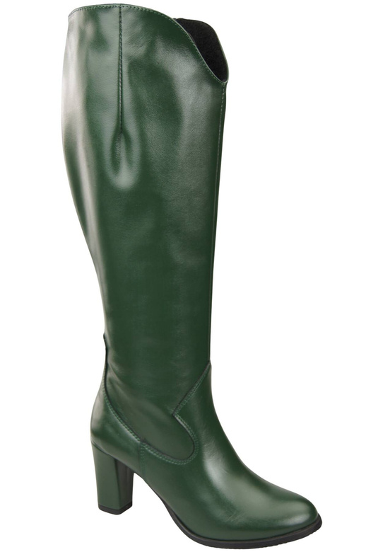 Stylová obuv Dámské kozačky Emerald green na jehlovém podpatku z přírodní kůže 211 ElitaBut