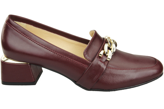 Dámské boty Maroon s ozdobným řetízkem Dámské mokasíny Přírodní kůže 193 ElitaBut