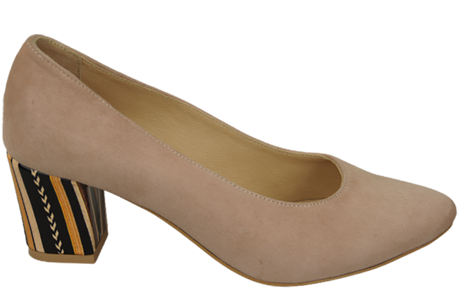 Dámská obuv Pink Suede Natural Leather Decorative Heel 158 With ElitaBut