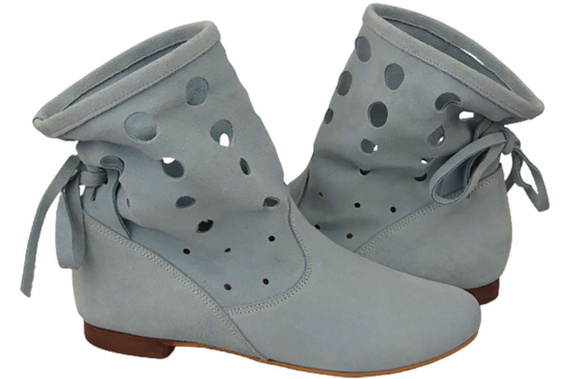 Obuv Dámské kozačky z přírodní kůže velur Modrá 160 ElitaBut