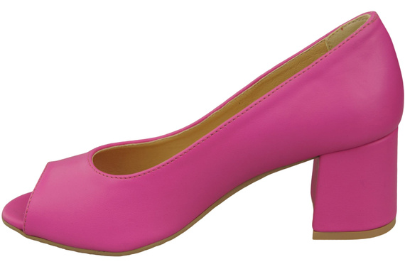 Dámská obuv PEEP TOE Fuchsia Lodičky z přírodní kůže s potaženým podpatkem 192 ElitaBut