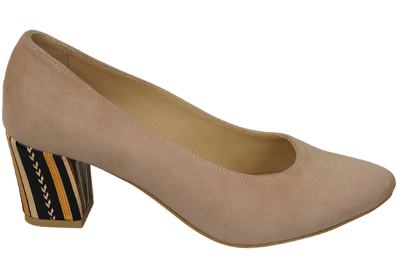 Dámská obuv Pink Suede Natural Leather Decorative Heel 158 With ElitaBut