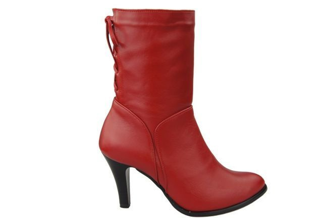 Dámská obuv Červené kozačky Jaro / podzim přírodní kůže 978 L ElitaBut