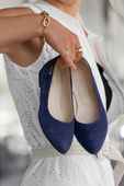 Dámské boty Baleríny navy blue semišová kůže 131 ElitaBut