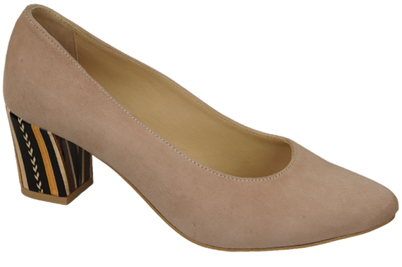 Dámská obuv Pink Suede Natural Leather Decorative Heel 158 With ElitaBut