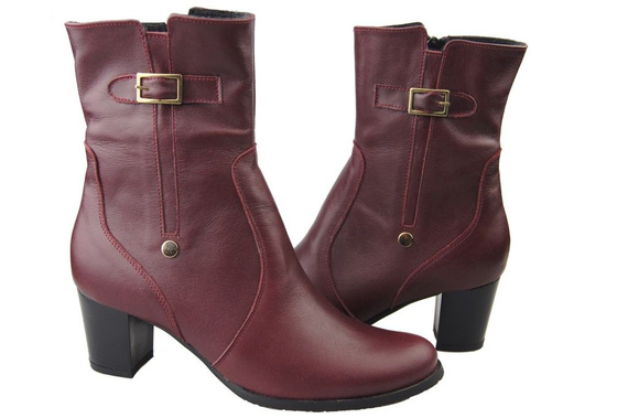 Dámské kozačky Maroon zateplené přírodní kůže 882 Z ElitaBut