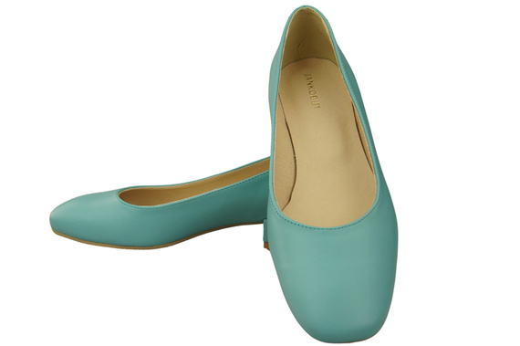 Pohodlná dámská obuv Tyrkysové byty Přírodní kůže 204 ElitaBut