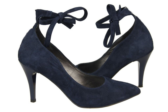 Dámská obuv Dámské kožené semišové lodičky tmavě modré 983 ElitaBut