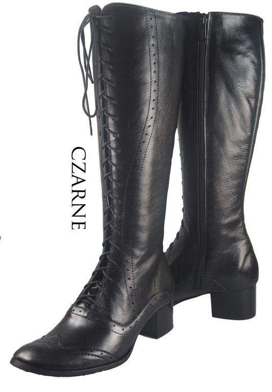 Dámská obuv Černé šněrovací boty z přírodní kůže 595 ElitaBut