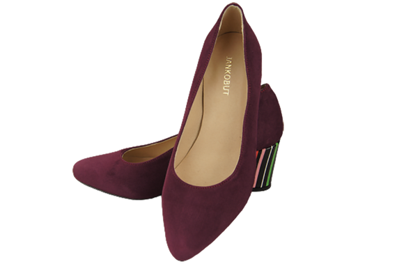 Dámská obuv Maroon Natural Suede Leather Decorative Heel 158 With ElitaBut