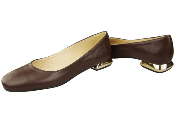 Ploché dámské boty Obuv s čokoládovým ozdobným podpatkem Přírodní kůže 209 ElitaBut