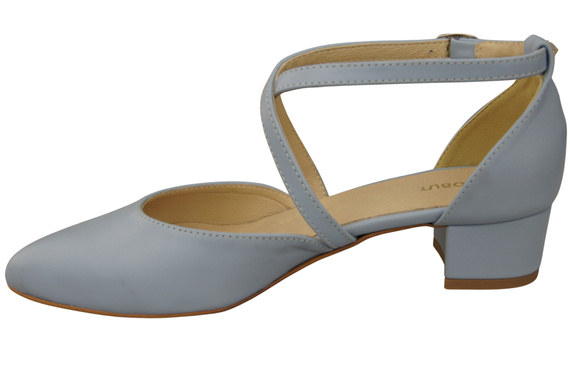 Dámské Sandály Kožené Světle modrá s Pásky na Nízkém Podpatku 223 ElitaBut