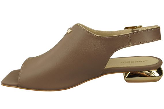 Pohodlné dámské sandály Cappuccino Dark Flat Golden Heel Natural Leather 207 ElitaBut