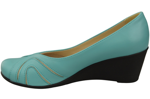 Boty na kotníku Tyrkysové dámské lodičky z přírodní kůže 828 ElitaBut