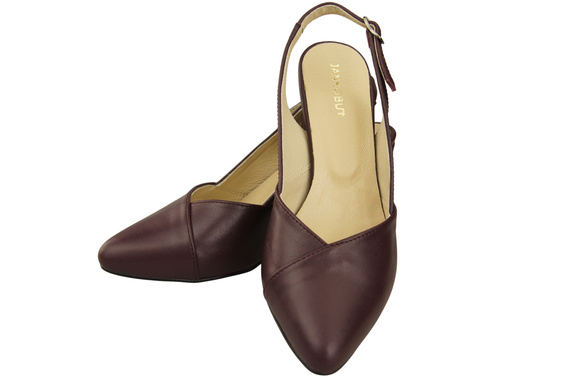 Dámské sandály na podpatku Maroon Natural Leather 217 ElitaBut