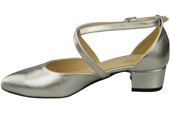 Dámské Sandály Kožené Silver s Pásky na Nízkém Podpatku 223 ElitaBut