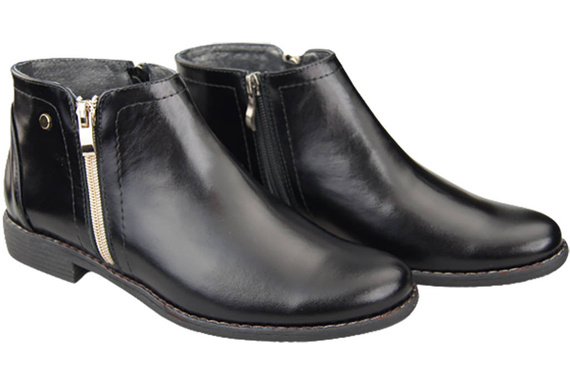 Jarní dámská obuv Přírodní kožené boty Černé lesklé 872 ElitaBut