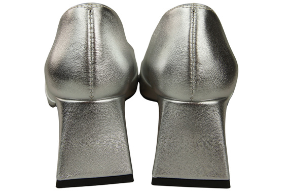 Dámské Lodičky Silver Pravá Kůže Špičatá Špička Podpatek ElitaBut 221