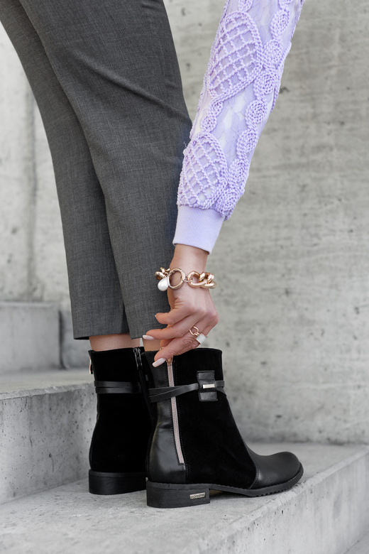 Dámská obuv Přírodní kůže kozačky Černá 885 ElitaBut