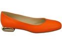 Plochá dámská obuv Dámské lodičky Oranžový ozdobný podpatek Přírodní kůže 209 ElitaBut