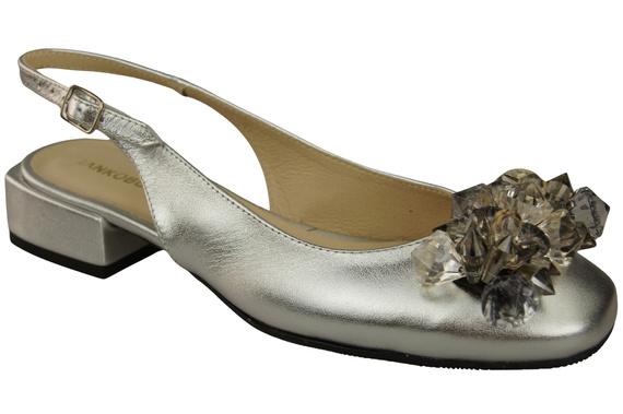 Dámská obuv Stříbrné sandály s krystaly Přírodní kůže 215 ElitaBut