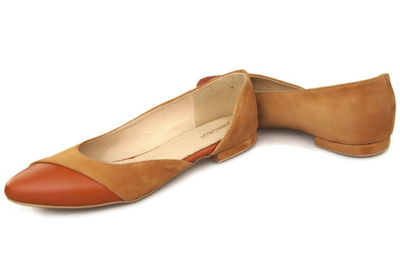 Dámské baleríny Červená semišová přírodní kůže 146 ElitaBut