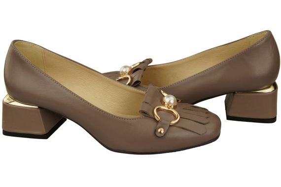 Dámská obuv Dámské lodičky se střapcem Cappuccino Tmavě přírodní kůže 195 ElitaBut