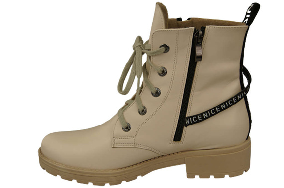 Obuv Dámské kozačky s nápisem NICE Přírodní kůže Béžová 173 L ElitaBut