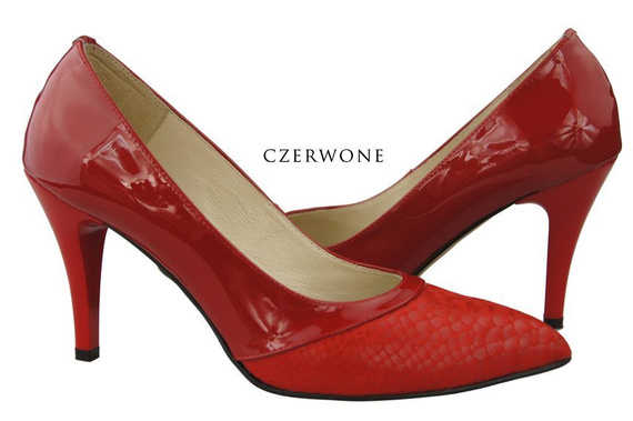 Dámská obuv Dámské lodičky s motivem šupin Přírodní kůže Červená 951 ElitaBut