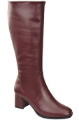 Pohodlné dámské boty Maroon Low Heel Natural Leather 212 ElitaBut