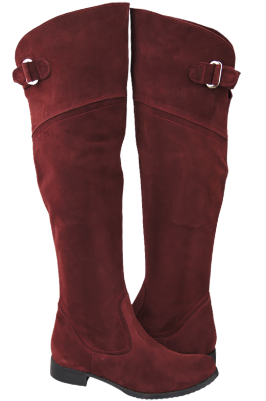 Dámská obuv Dámské kozačky Maroon Musketeers High over the knee natural leather Velour154 ElitaBut
