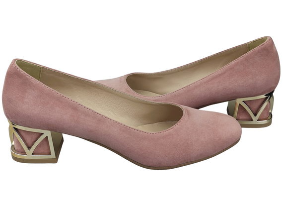 Pohodlné dámské boty Cukrově Růžová lodičky s ozdobným podpatkem Přírodní semišová kůže 219 Od ElitaBut